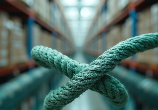 Primer plano de fibras textiles sostenibles y logística moderna